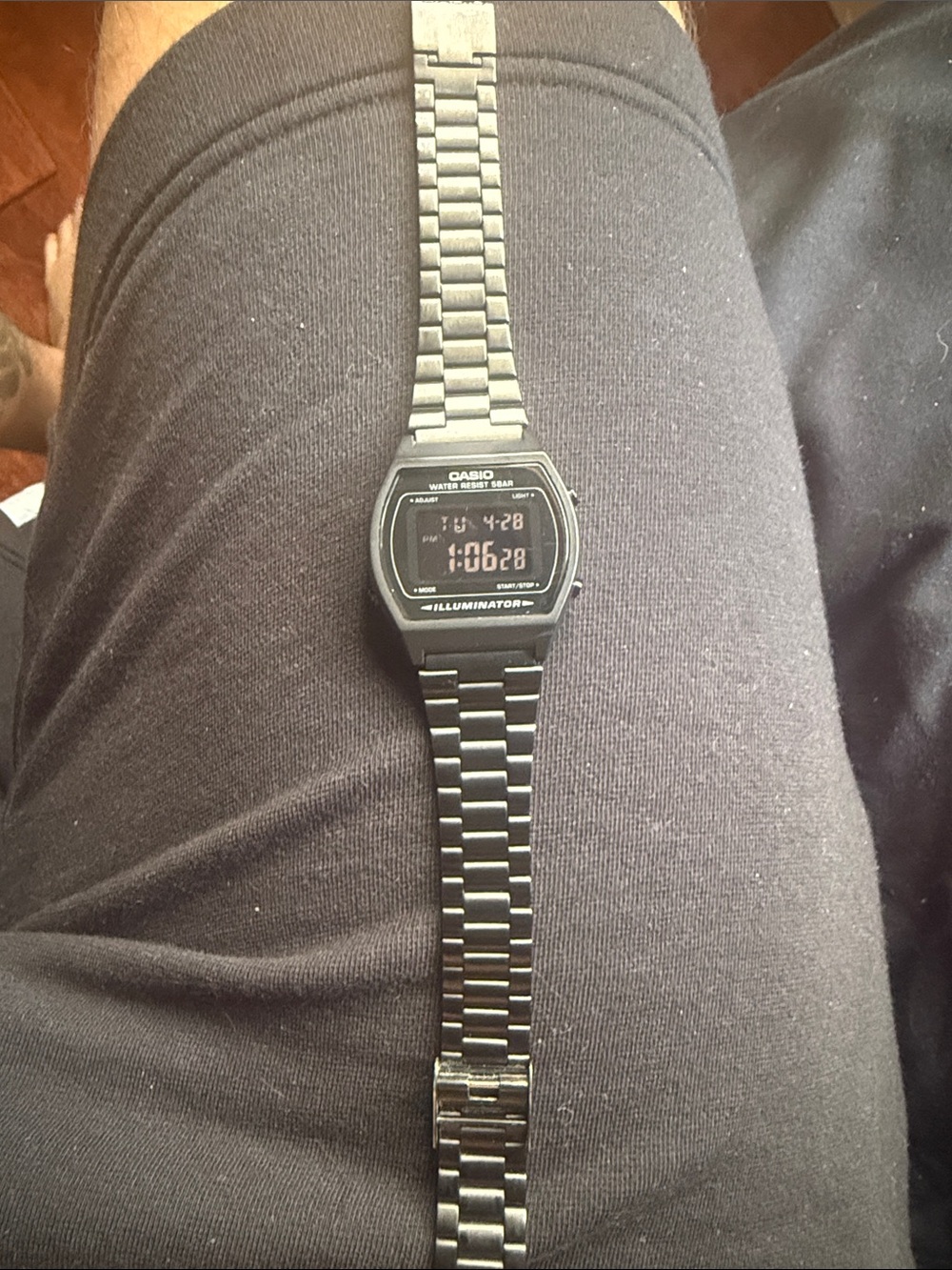 Casio Black Digital Illuminator Watch with Metal Bracelet